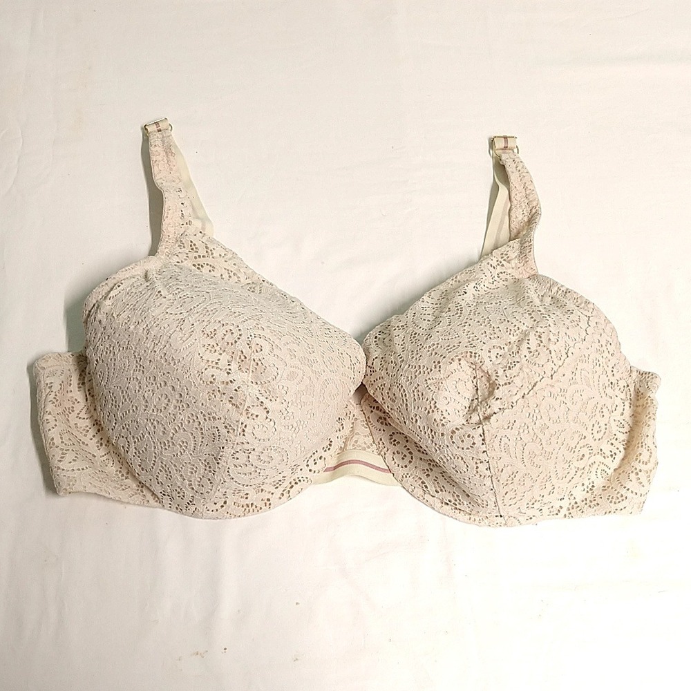 ThirdLove Artisan Lace Plunge Bra Womens 44D Beige Underwire Padded